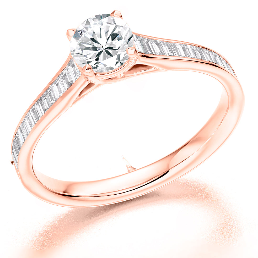 Channel-Set Solitaire Round Brilliant Engagement Ring, 0.33ct in Rose Gold