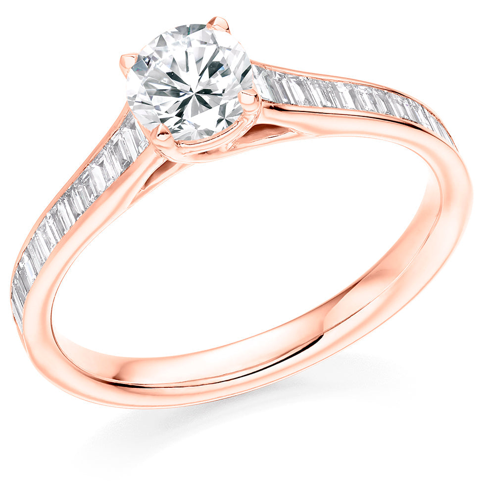 Channel-Set Solitaire Round Brilliant Engagement Ring 0.9ct in Rose Gold