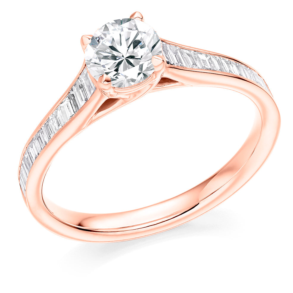 Channel-Shouldered Solitaire Round Brilliant Engagement Ring 1.15ct in Rose Gold