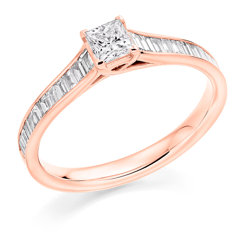 Channel-Set Solitaire Princess Cut Engagement Ring in Rose Gold