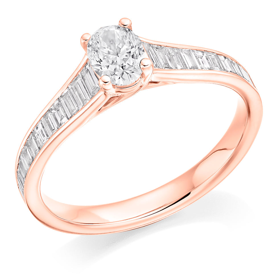 Channel-Set Solitaire Oval Cut Engagement Ring, 0.4ct in Rose Gold