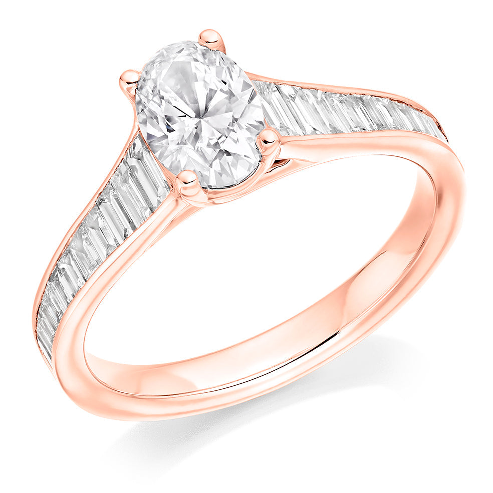 Channel-Set Solitaire Oval Cut Engagement Ring in Rose Gold
