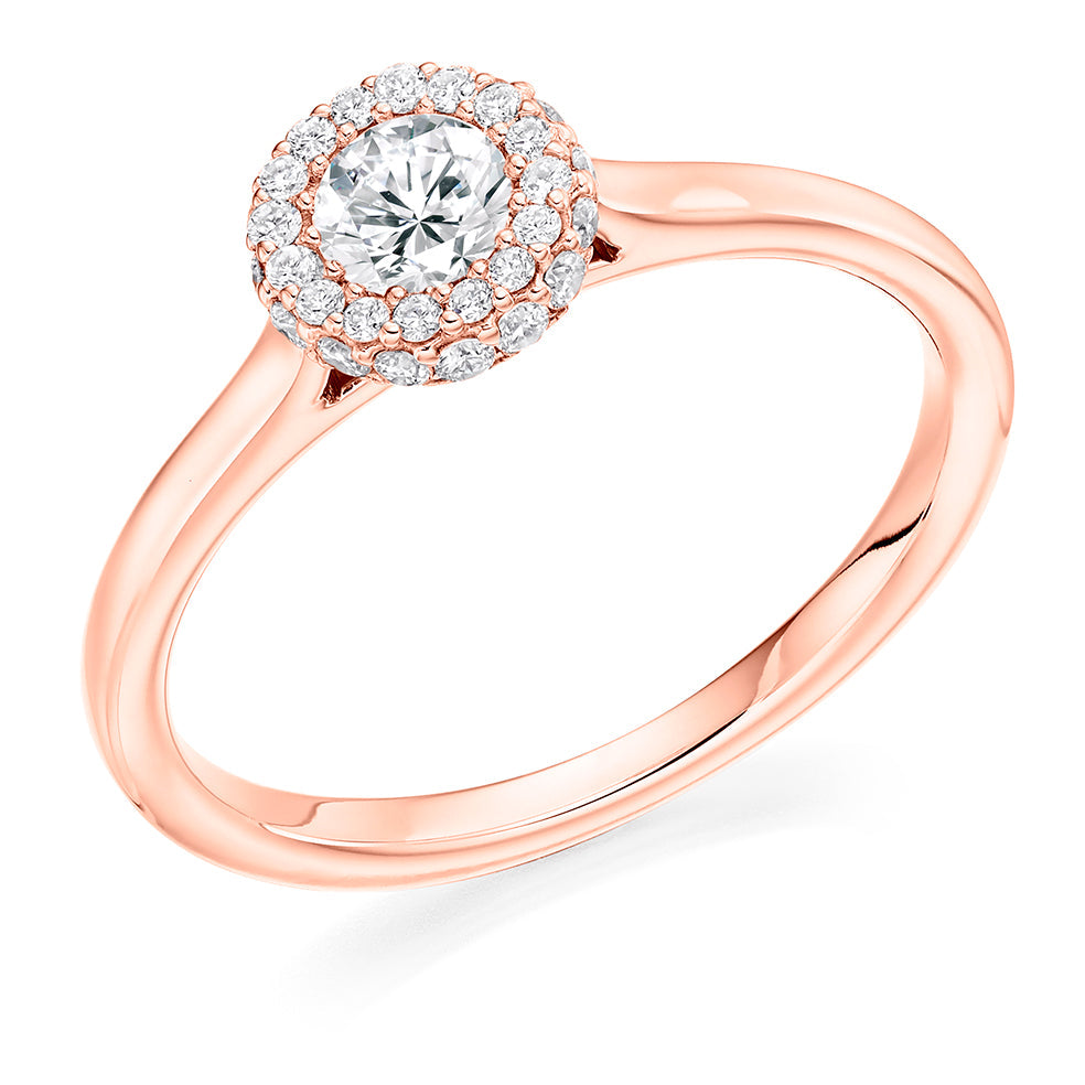 Halo Solitaire Round Brilliant Engagement Ring in Rose Gold