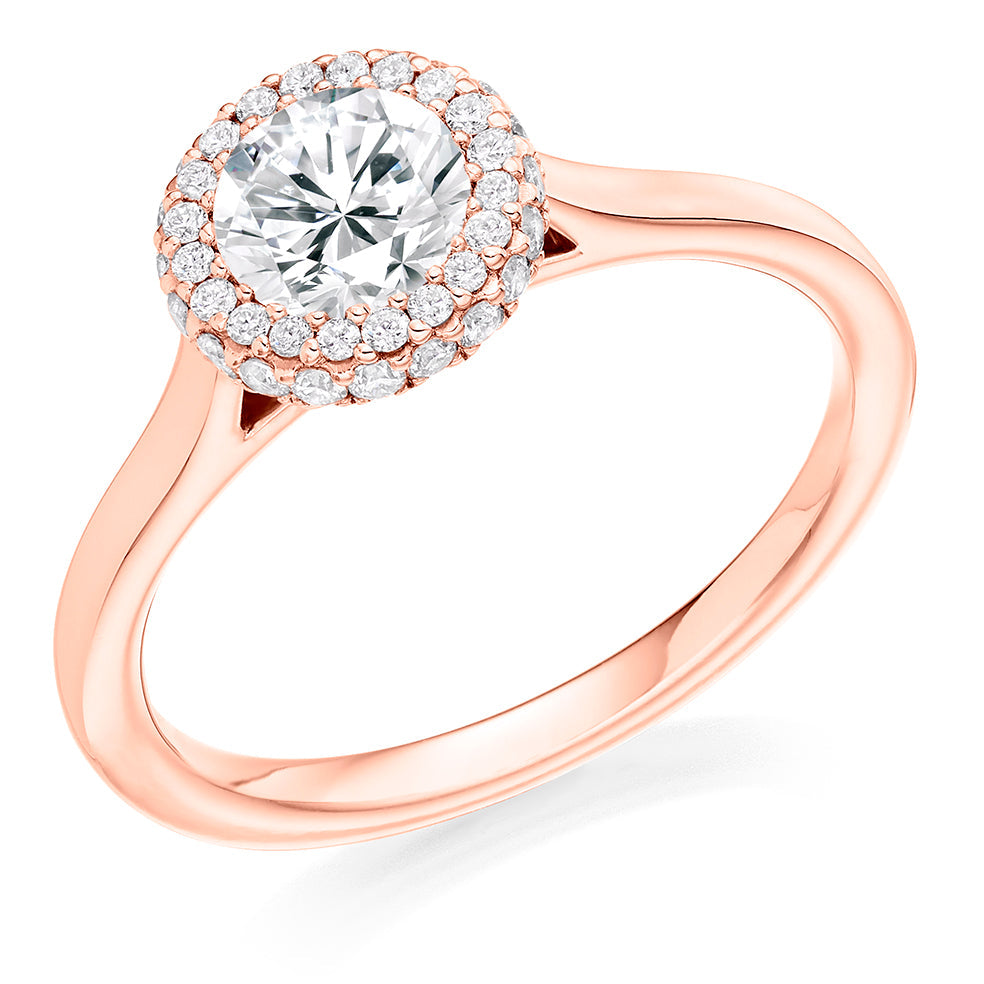 Quiet Halo Round Brilliant Engagement Ring, 0.75ct in Rose Gold