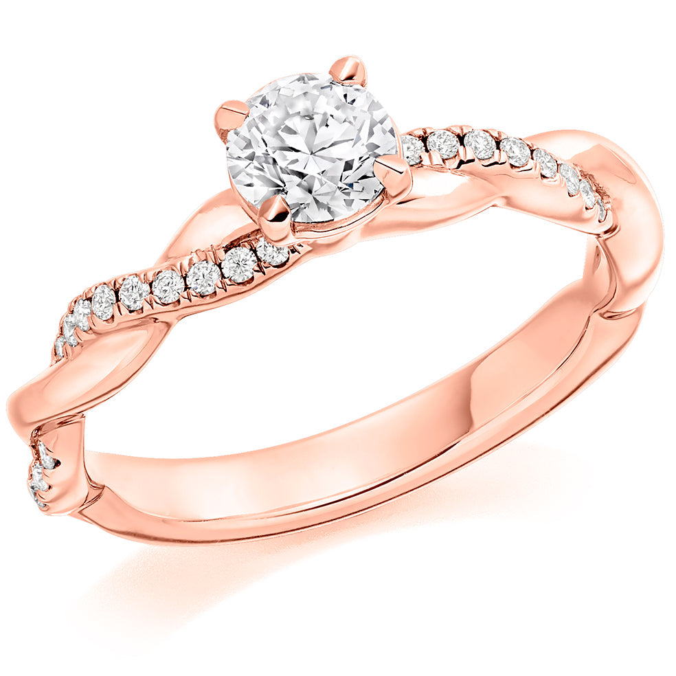Split-Shoulder Solitaire Round Brilliant Engagement Ring, 0.5ct in Rose Gold