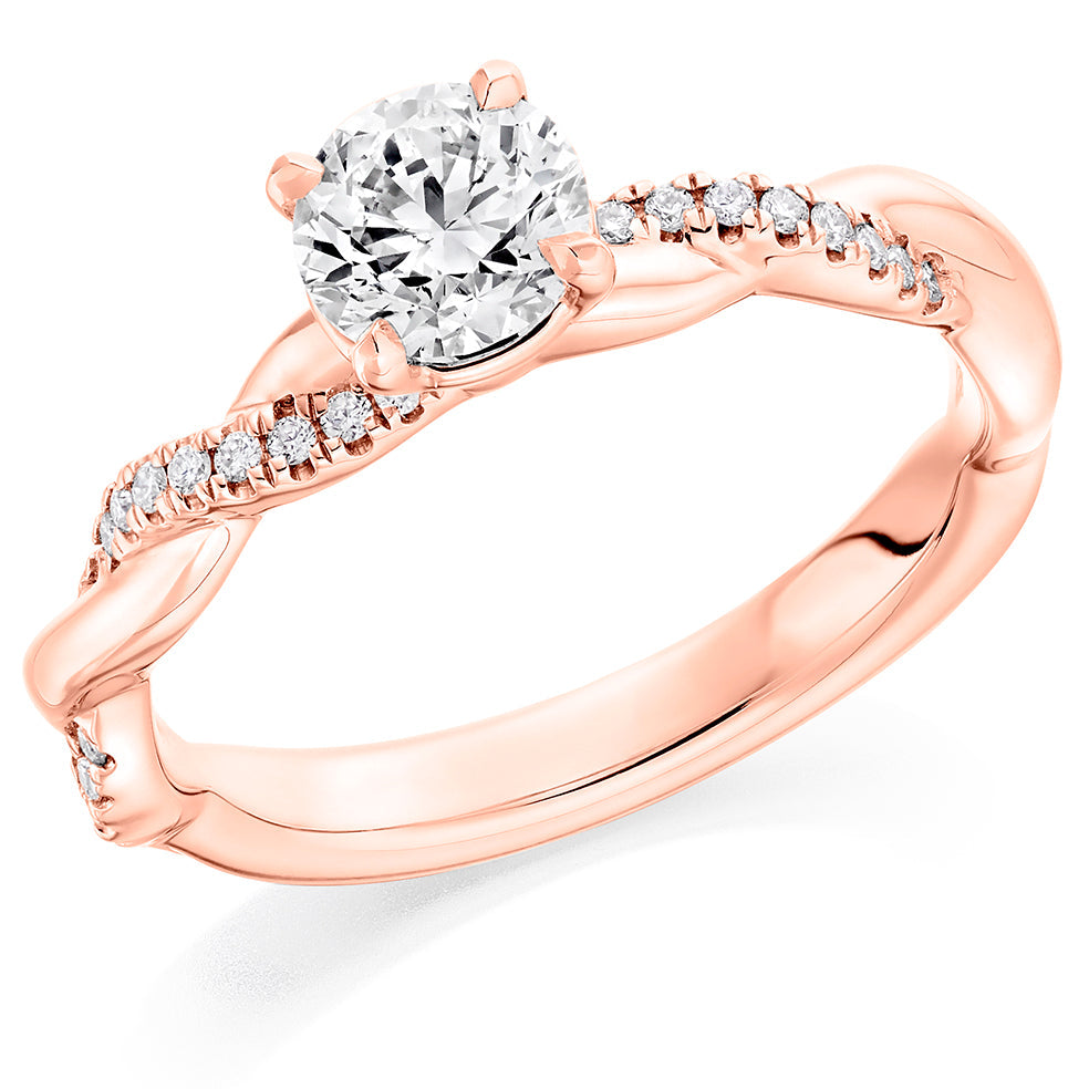 Split-Shoulder Solitaire Round Brilliant Engagement Ring in Rose Gold