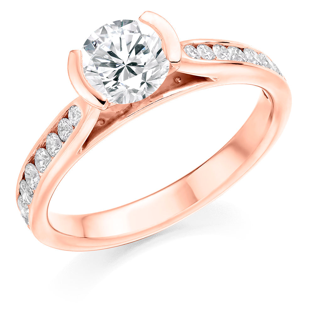 Grain-Set Solitaire Round Brilliant Engagement Ring, 0.9ct in Rose Gold