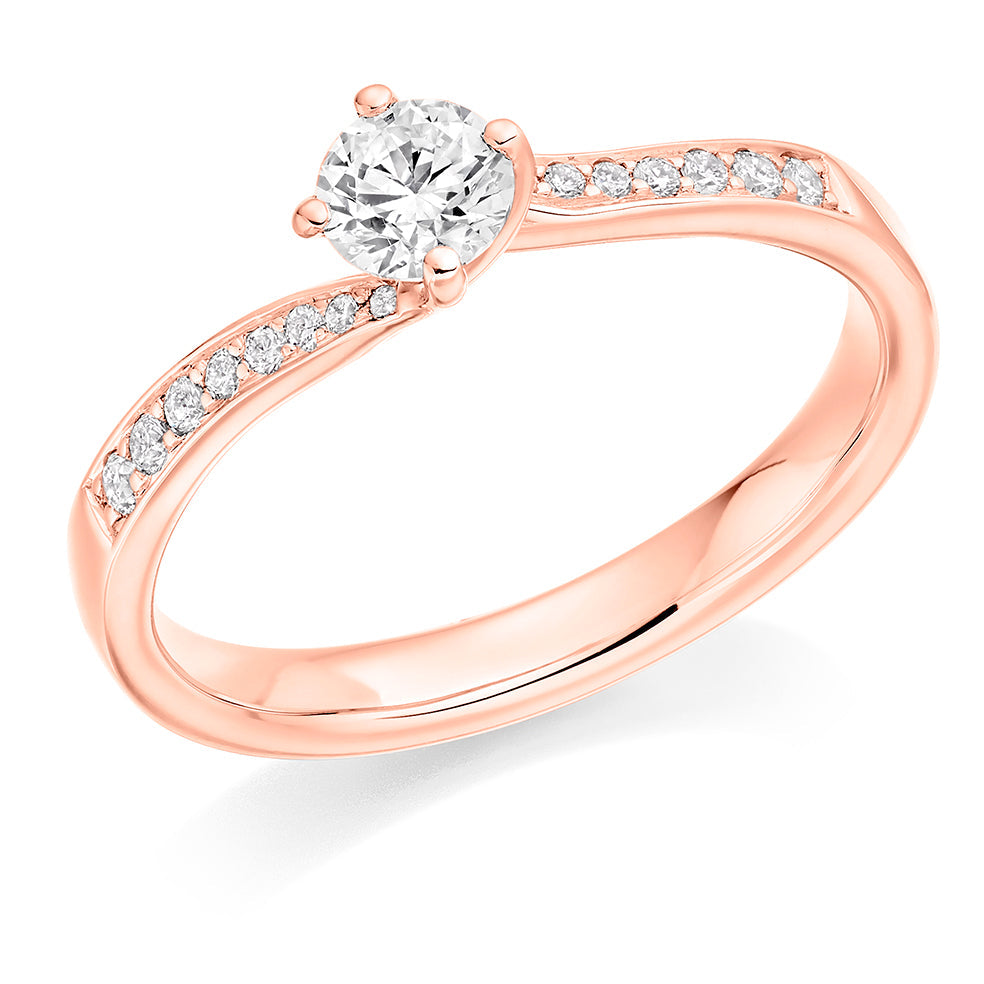 Grain-Set Solitaire Round Brilliant Engagement Ring 0.48ct in Rose Gold