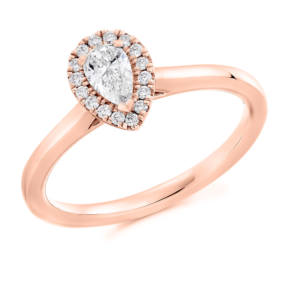 Quiet Halo Pear Cut Engagement Ring in Rose Gold