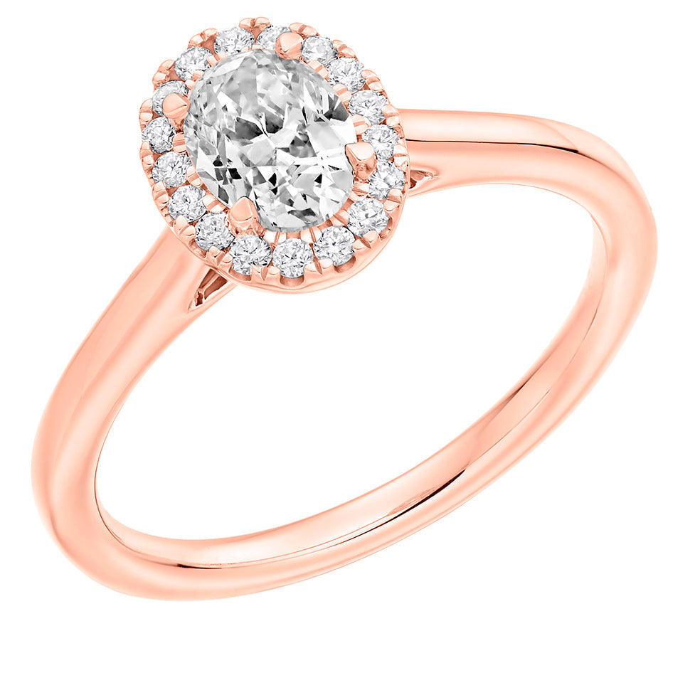 Quiet Halo Oval Cut Engagement Ring in Rose Gold
