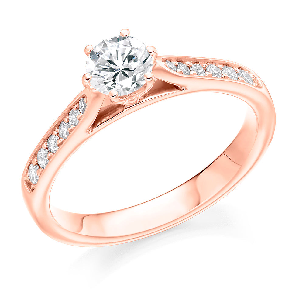 Grain-Set Solitaire Round Brilliant Engagement Ring 0.71ct in Rose Gold