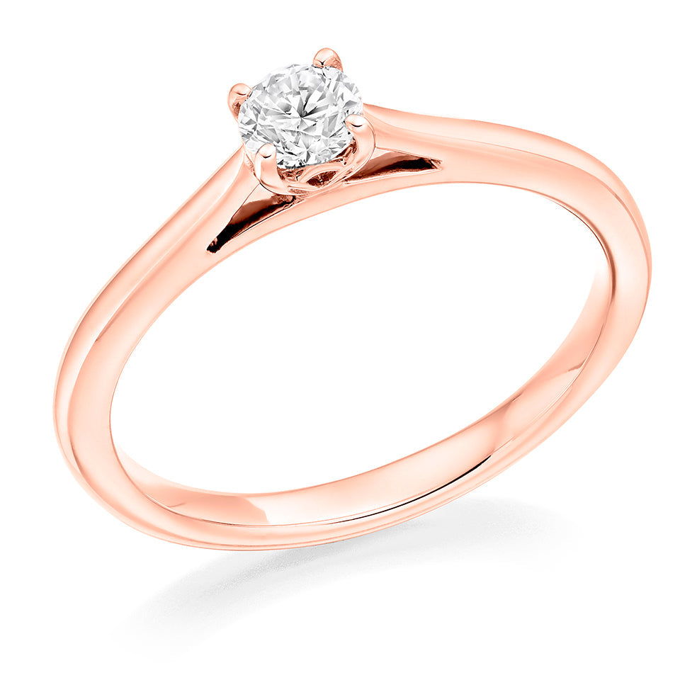 Solitaire Round Brilliant Engagement Ring 0.25ct in Rose Gold