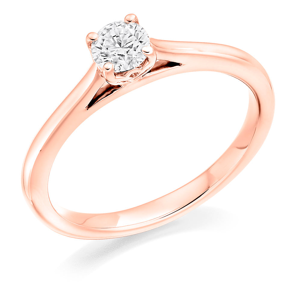 Simple Solitaire Round Brilliant Engagement Ring 0.33ct in Rose Gold