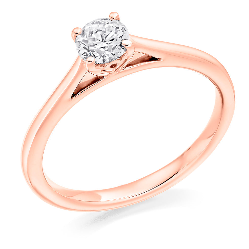 Plain-Band Solitaire Round Brilliant Engagement Ring 0.4ct total in Rose Gold