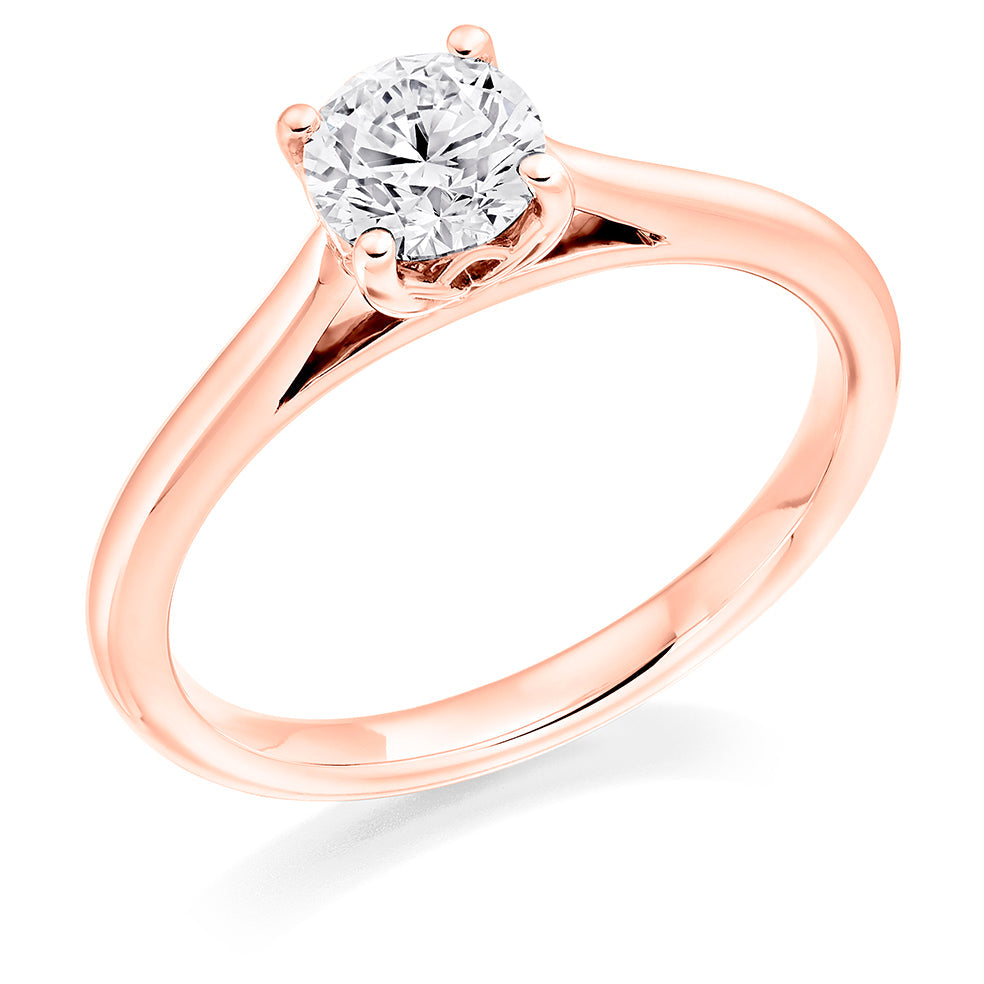 Clean-Band Solitaire Round Brilliant Engagement Ring, 0.6ct in Rose Gold