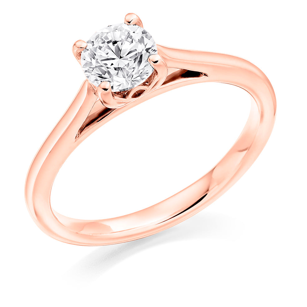 Classic Solitaire Round Brilliant Engagement Ring 0.75ct in Rose Gold