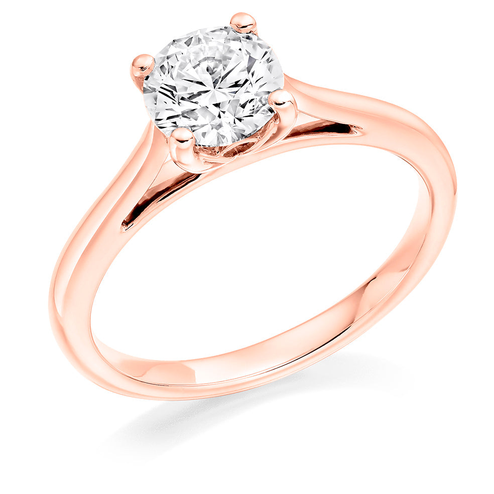 Solitaire Round Brilliant Engagement Ring, 0.9ct in Rose Gold