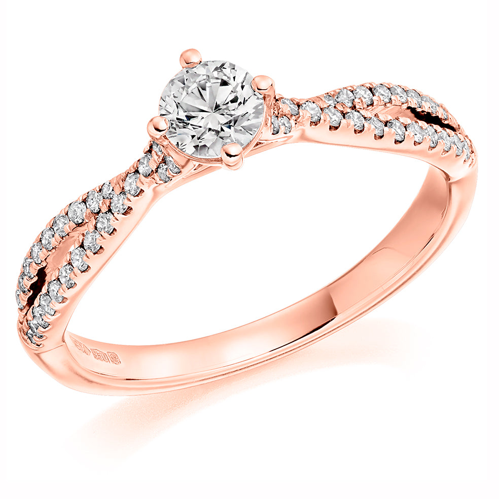 Split-Shoulder Solitaire Round Brilliant Engagement Ring, 0.33ct in Rose Gold
