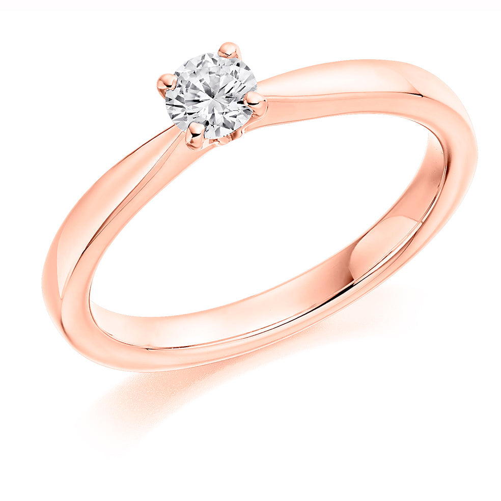 Simple Solitaire Round Brilliant Engagement Ring 0.25ct in Rose Gold