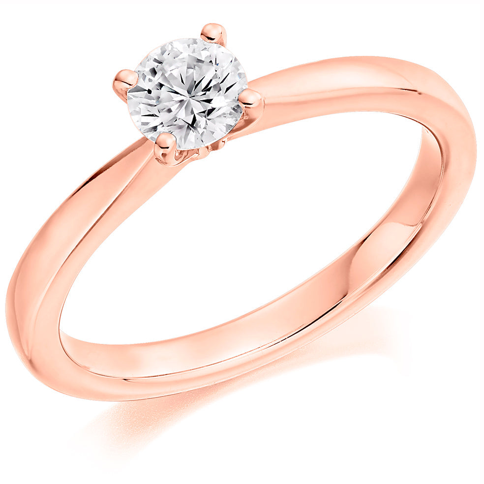 Clean-Band Solitaire Round Brilliant Engagement Ring, 0.5ct in Rose Gold