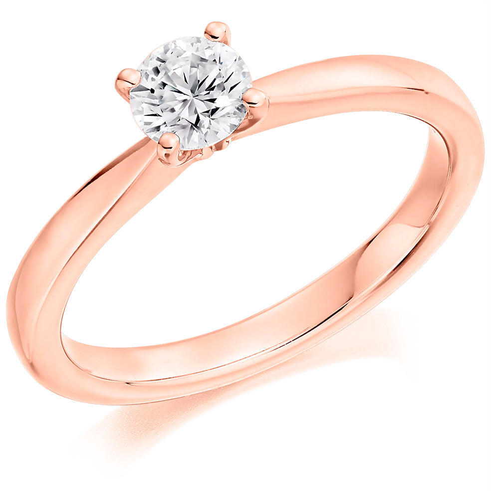 Classic Solitaire Round Brilliant Engagement Ring 0.6ct in Rose Gold