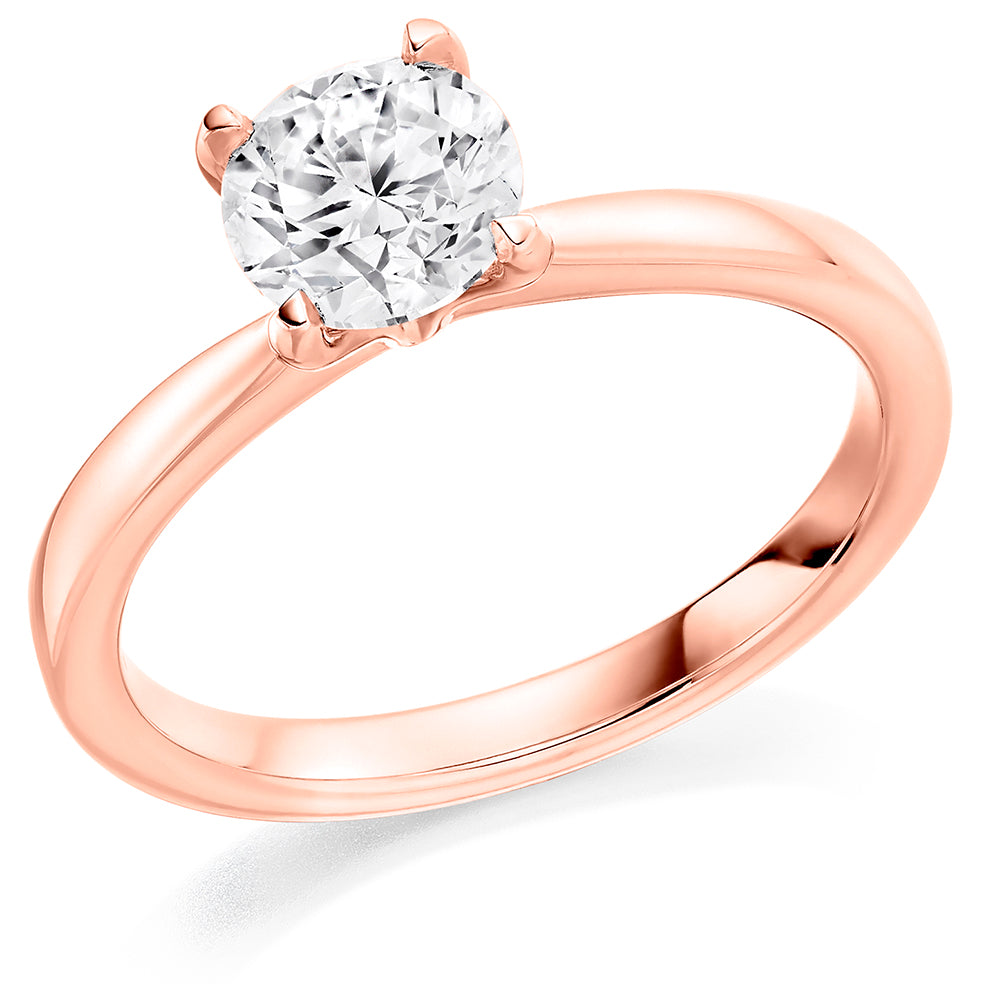 Classic Solitaire Round Brilliant Engagement Ring 0.75ct total in Rose Gold