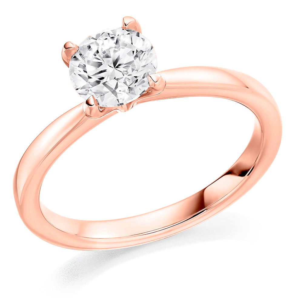 Solitaire Round Brilliant Engagement Ring 0.9ct in Rose Gold