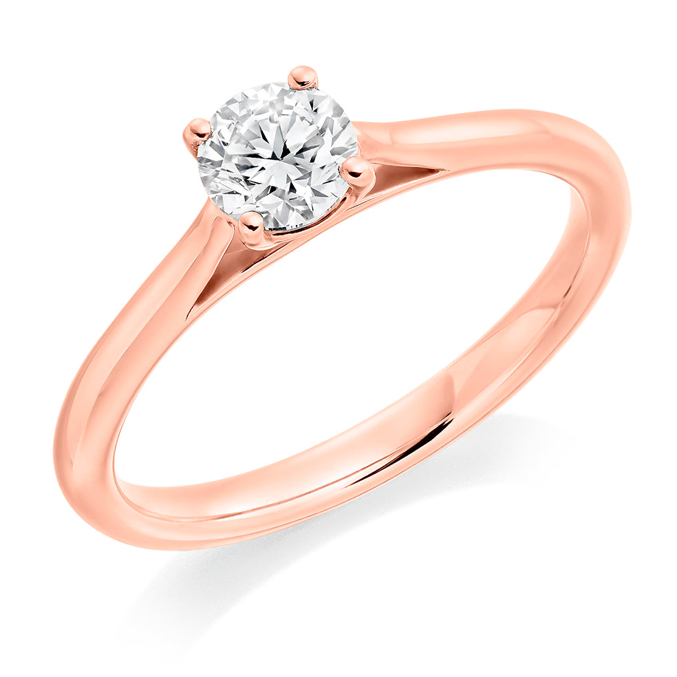 Plain-Band Solitaire Round Brilliant Engagement Ring 0.4ct in Rose Gold