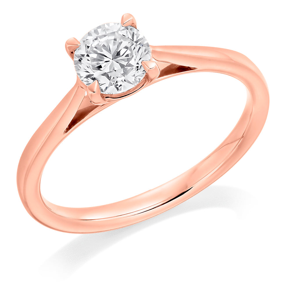 Solitaire Round Brilliant Engagement Ring, 0.6ct in Rose Gold
