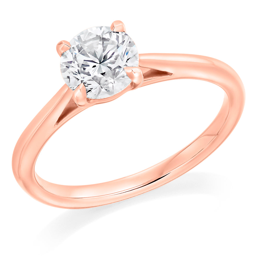 Classic Solitaire Round Brilliant Engagement Ring 1.0ct total in Rose Gold