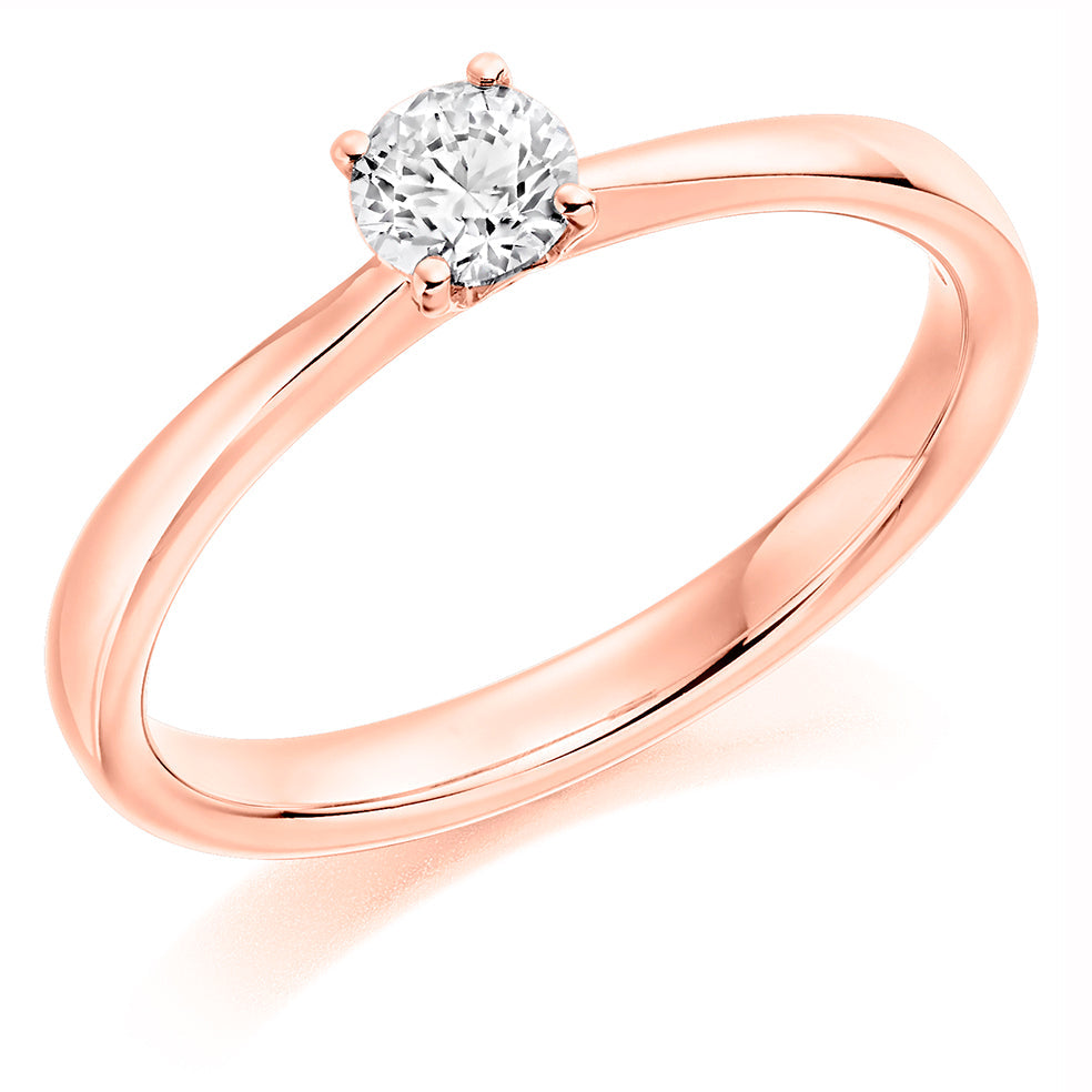 Solitaire Round Brilliant Engagement Ring, 0.25ct in Rose Gold