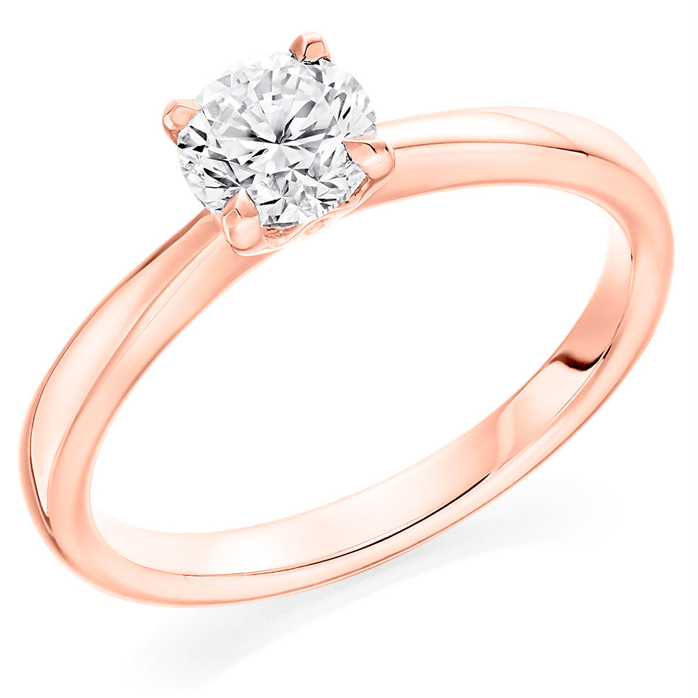 Simple Solitaire Round Brilliant Engagement Ring 0.6ct in Rose Gold