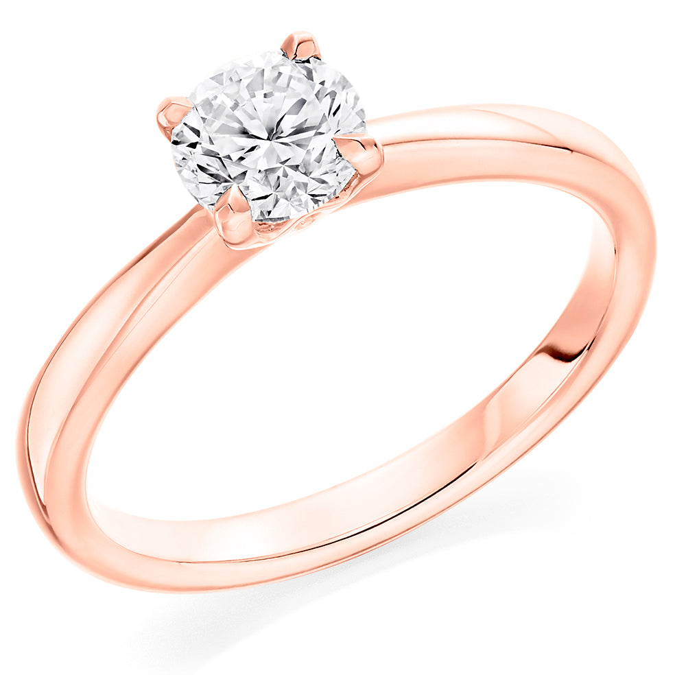 Clean-Band Solitaire Round Brilliant Engagement Ring 0.75ct in Rose Gold