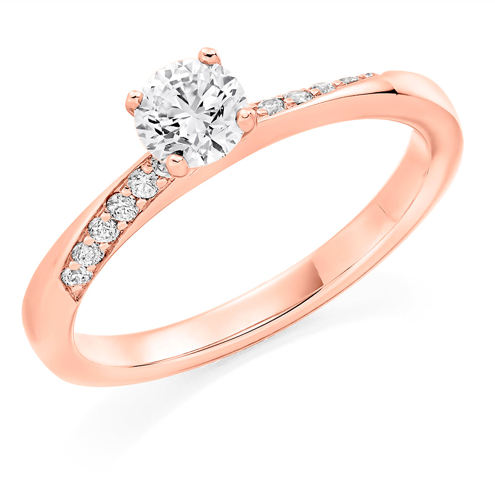 Grain-Set Solitaire Round Brilliant Engagement Ring, 0.4ct in Rose Gold