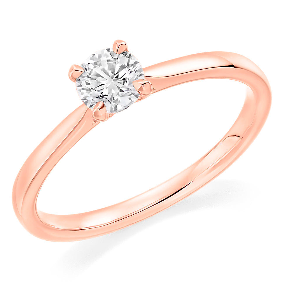 Simple Solitaire Round Brilliant Engagement Ring, 0.2ct in Rose Gold