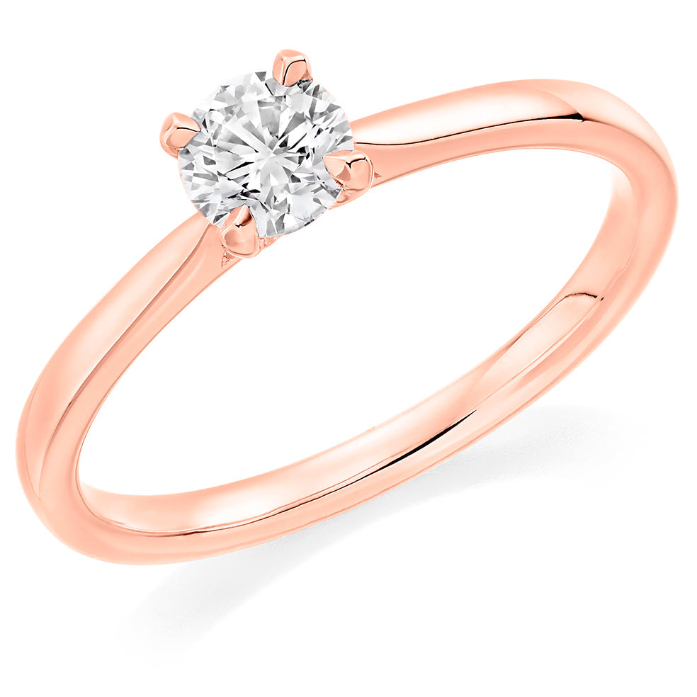Classic Solitaire Round Brilliant Engagement Ring 0.4ct in Rose Gold