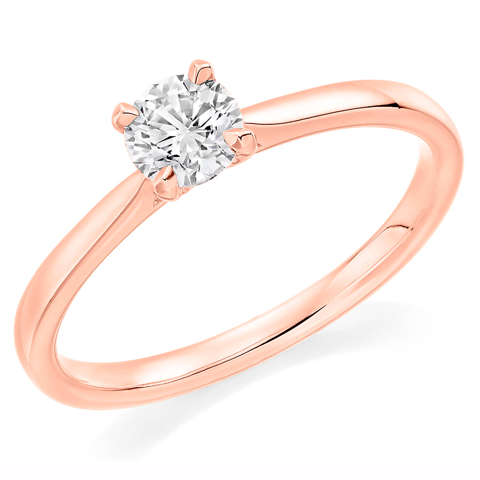 Plain-Band Solitaire Round Brilliant Engagement Ring 0.5ct in Rose Gold