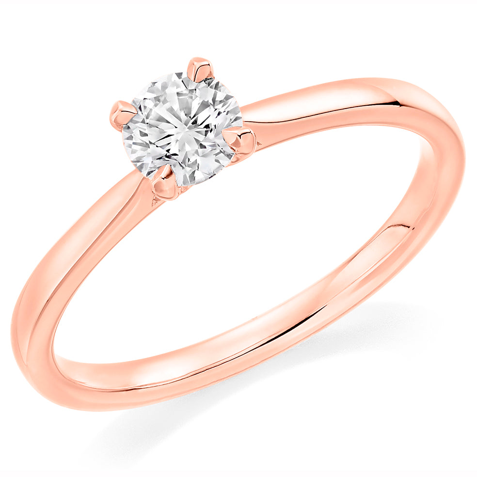 Simple Solitaire Round Brilliant Engagement Ring 0.75ct in Rose Gold
