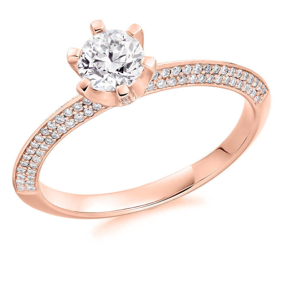 Grain-Set Solitaire Round Brilliant Engagement Ring, 0.5ct in Rose Gold