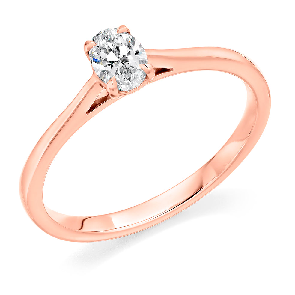 Clean-Band Solitaire Oval Cut Engagement Ring in Rose Gold