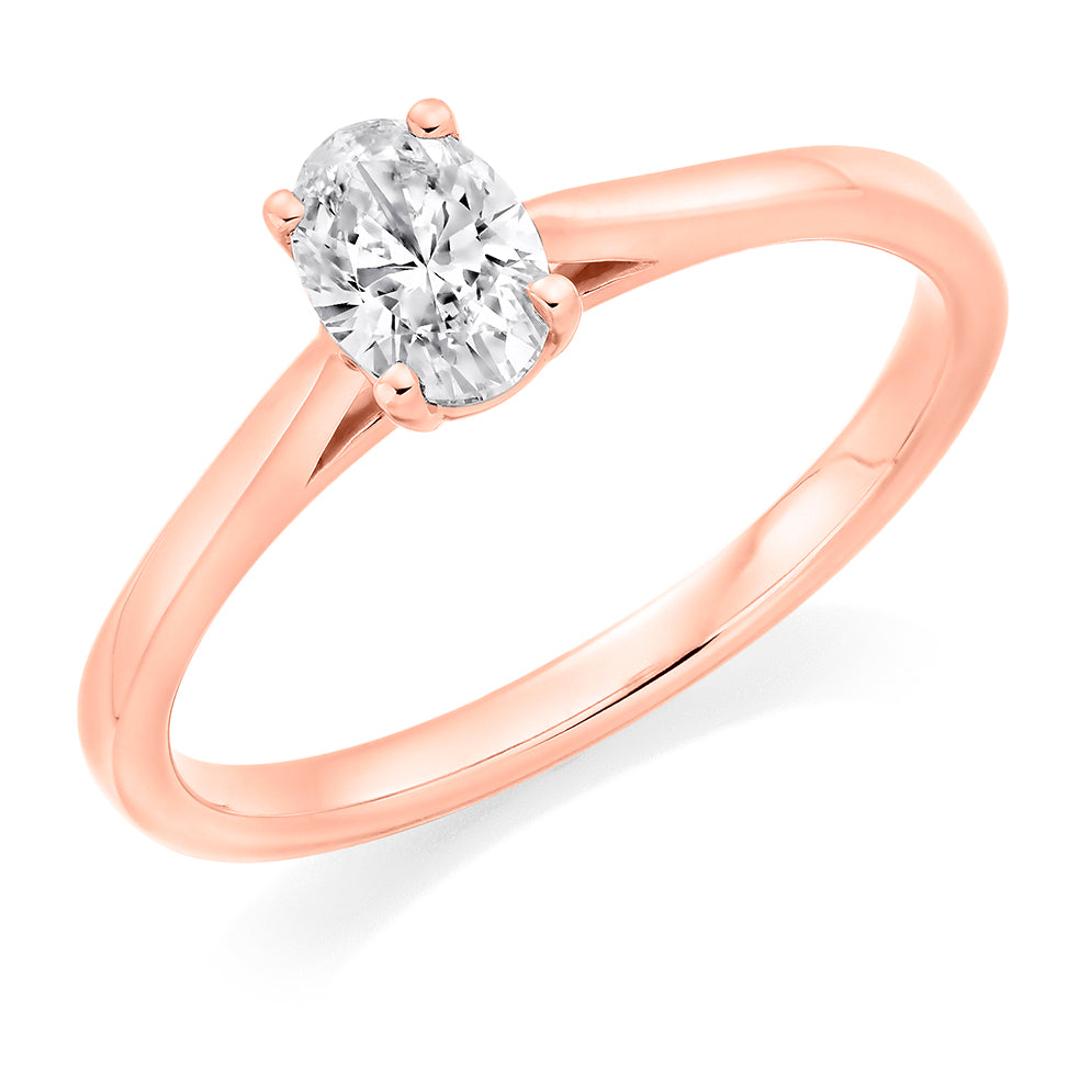 Traditional Solitaire Oval Cut Engagement Ring, 0.4ct in Rose Gold