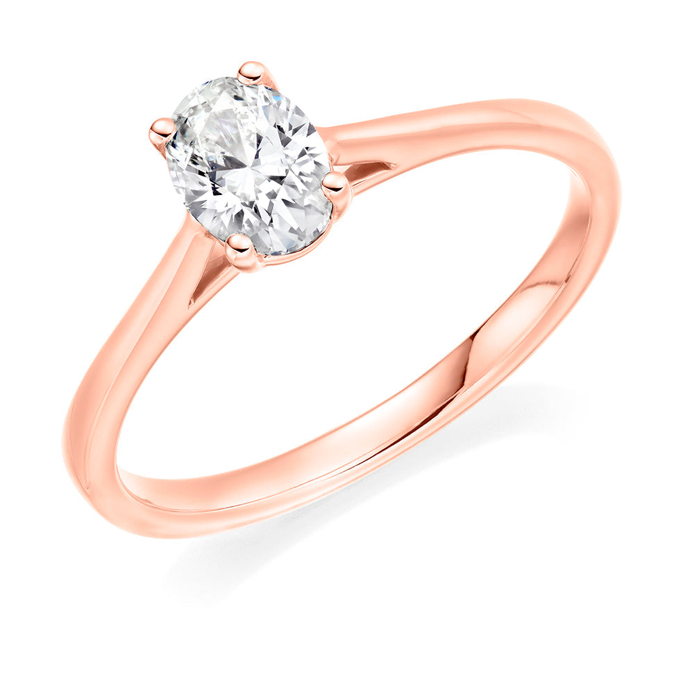 Solitaire Oval Cut Engagement Ring, 0.5ct in Rose Gold