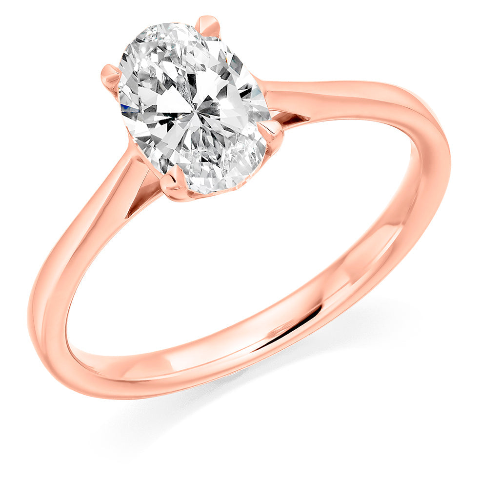 Simple Solitaire Oval Cut Engagement Ring, 1.25ct in Rose Gold