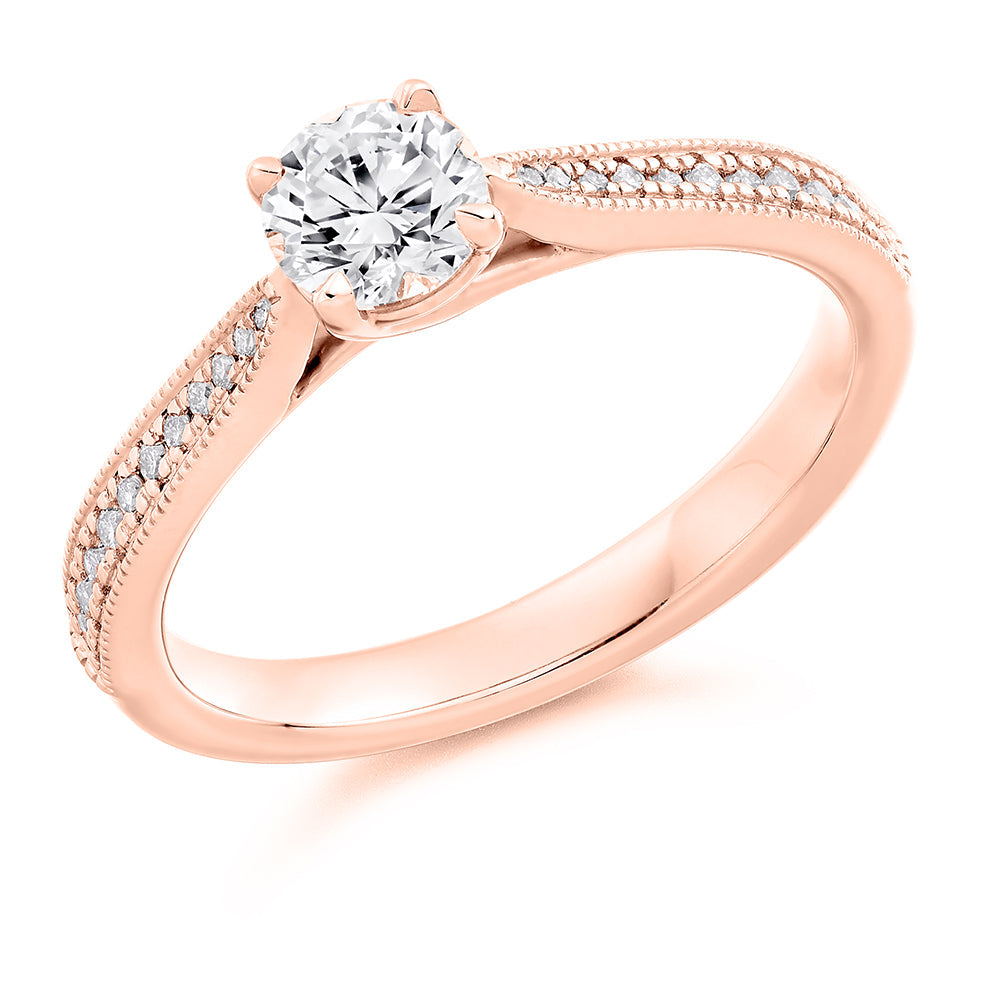 Grain-Set Solitaire Round Brilliant Engagement Ring 0.49ct in Rose Gold