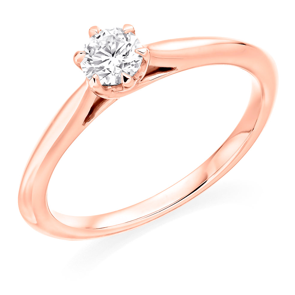 Clean-Band Solitaire Round Brilliant Engagement Ring 0.25ct in Rose Gold