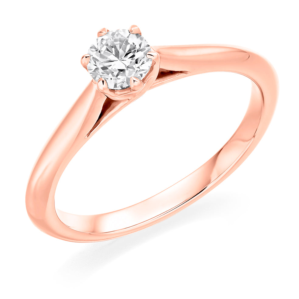 Traditional Solitaire Round Brilliant Engagement Ring 0.4ct in Rose Gold