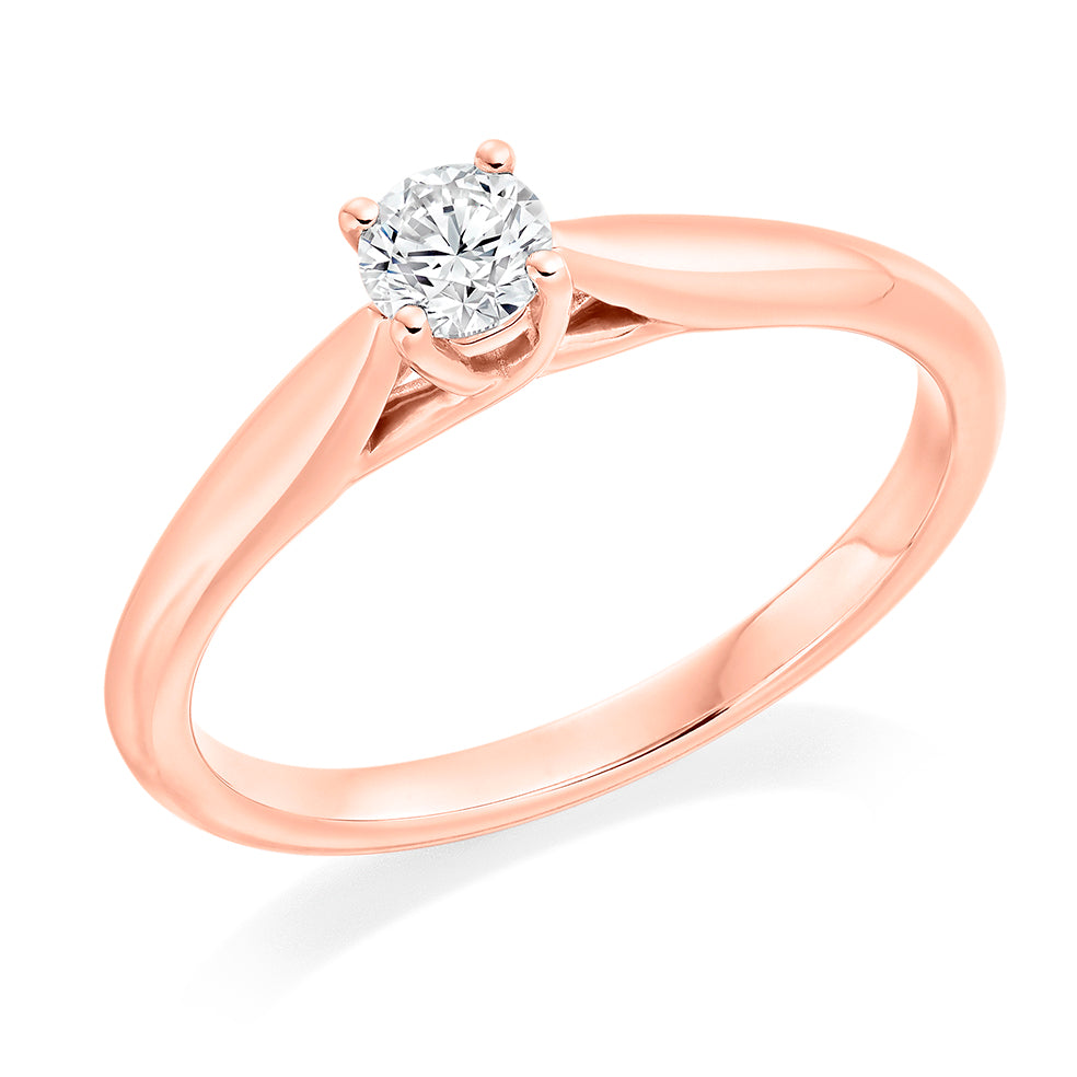 Solitaire Round Brilliant Engagement Ring, 0.33ct in Rose Gold