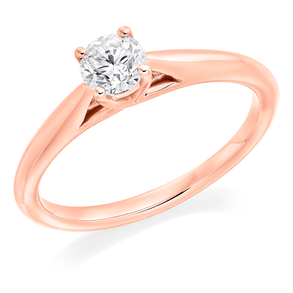 Classic Solitaire Round Brilliant Engagement Ring, 0.5ct in Rose Gold