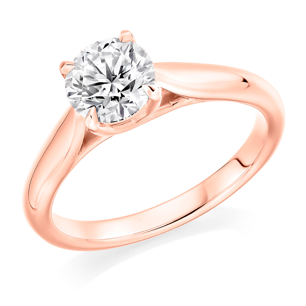 Simple Solitaire Round Brilliant Engagement Ring, 1.0ct in Rose Gold