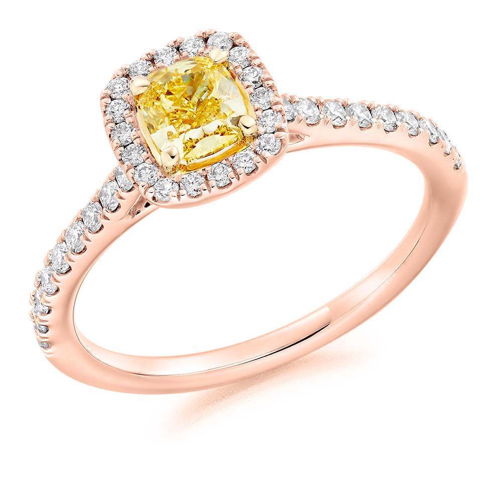 Classic Halo Cushion Cut Engagement Ring 0.85ct in Rose Gold